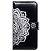 Bcov Case for iPhone 6s/iPhone 6, Bcov White Mandala On Black Card Slot Wallet Leather Cover Case for iPhone 6 6S