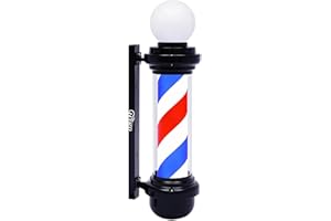 WDZD 27'' Barber Pole Light, Red White Blue Rotating Hair Salon Open Sign, Wall Mount, Save Energy
