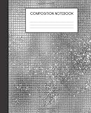 Composition Notebook: Faux Luxury Silver Metallic Glam College Ruled Notebook Lined School Journal