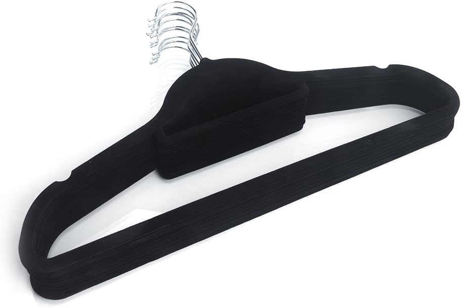 Black Plastic Clothes Hangers 50 Pack Non Slip Heavy Duty
