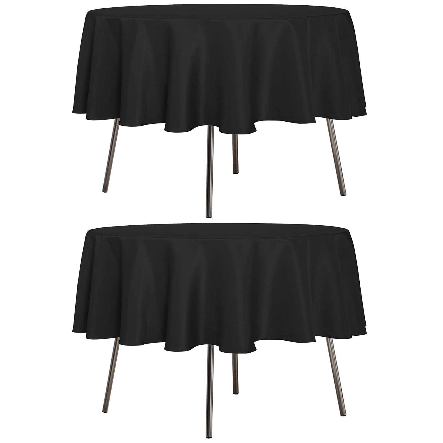 Photo 1 of sancua 2 Pack Round Tablecloth 60 Inch Black, Stain and Wrinkle Resistant Table Cloth - Washable Polyester Table Cover for Dining Tables, Buffet Parties and Camping