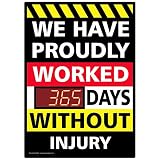 ComplianceSigns PVC Digital Safety Awareness Scoreboard, 28 x 20 with Red LED Counter, Black