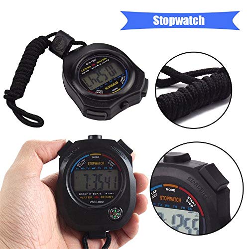 Muranba 2019! Waterproof Digital LCD Stopwatch Chronograph Timer Counter Sports Alarm Silver