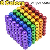 Sea Plan 216 Pcs 5MM Magnetic Balls Set for Office Stress Relief,Desk Sculpture Toy Perfect for Crafts,Colorful DIY Buildable Magnets Toy for Fun
