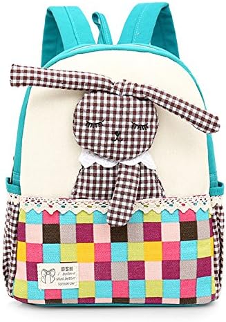 Neeior Cartoon 3D Rabbit Doll Canvas Toddlers Backpack Kids Girls Boys Shoulder School Bag Bookbag Blue