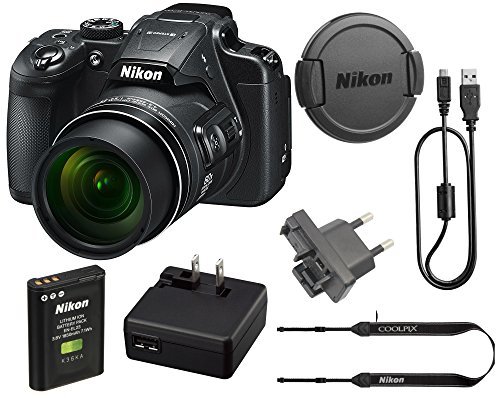 Nikon COOLPIX B700 20.2 MP 60x Opt Zoom Super Telephoto NIKKOR 4K Digital Camera Bundle Set w/ Rechargeable Battery, Charger, Euro Adapter etc (Black)