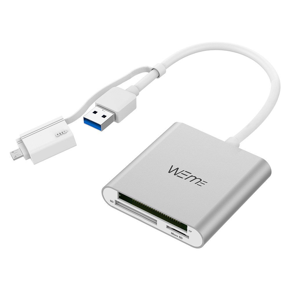 Compact Flash CF Card Reader, WEme Aluminum USB 3.0 Micro SD Card Converter with OTG Adapter for Extreme Pro Professional Sandisk, Lexar SDHC Memory Card and Samsung Galaxy, Mac Mini, Windows, Linux