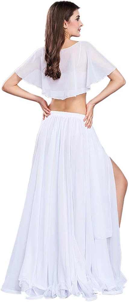 ROYAL SMEELA Training Practice Clothes Belly Dance Skirt Tops Belly Dance Costume Women Chiffon top skirt Set belly dance practice clothes Belly dancer Outfit Sexy Belly Dance Suit Bellydance Dress - Image 3