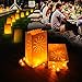 Youngerbaby 24pcs Amber Yellow Battery Operated LED Tea Lights Candles with Timer -Flickering 6 Hours on and 18 Hours Off in 24 Hours Cycle for Outdoor, Indoor Decorations Wedding Party