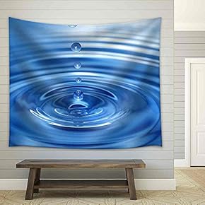 The Round Transparent Drop of Water, Falls Downwards - Fabric Wall Tapestry Home Decor - 51x60 inches