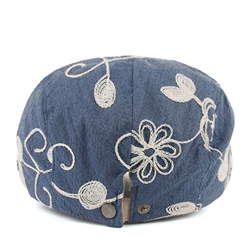 BIG HOT ! Berets Cap ,BeautyVan Fashion 1PC Women Retro Flowers Embroidery Berets Cap Flat Caps (Blue)