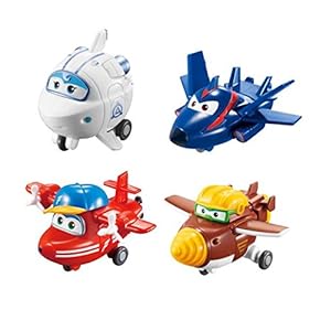 Super Wings 2′ Transform-a-Bot 4-Pack Flip,Todd,Agent Chase,Astra Airplane Toys Mini Action Figures Preschool Toy Plane…