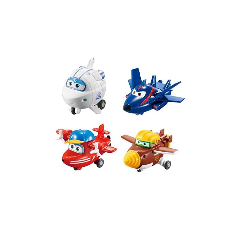 Super Wings 2′ Transform-a-Bot 4-Pack Flip,Todd,Agent Chase,Astra Airplane Toys Mini Action Figures Preschool Toy Plane…