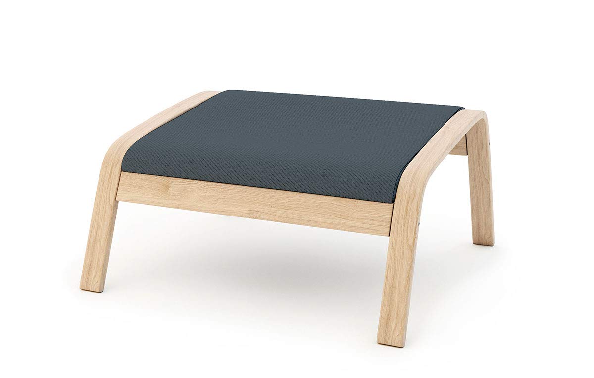 Vinylla Armchair Replacement Cover Made for Ikea Poang Chair (Footstool Design 1, Cotton - Lake Blue)