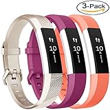 Vancle Bands Replacement for Fitbit Alta HR and Fitbit Alta (3 Pack), Newest Sport Replacement Wristbands with Secure Metal Buckle for Fitbit Alta HR/Fitbit Alta (Champagne Fuchsia Coral, Small)