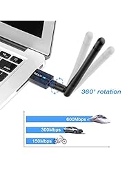 Adaptador inalámbrico, adaptador wifi dual band 802.11 ac a b g n, 600 MBps, Dongle con antena externa adaptador inalámbrico USB para computadora de sobremesa PC, compatible con Windows XP Vista 7 8 10, Mac OS X 10.6   10,13