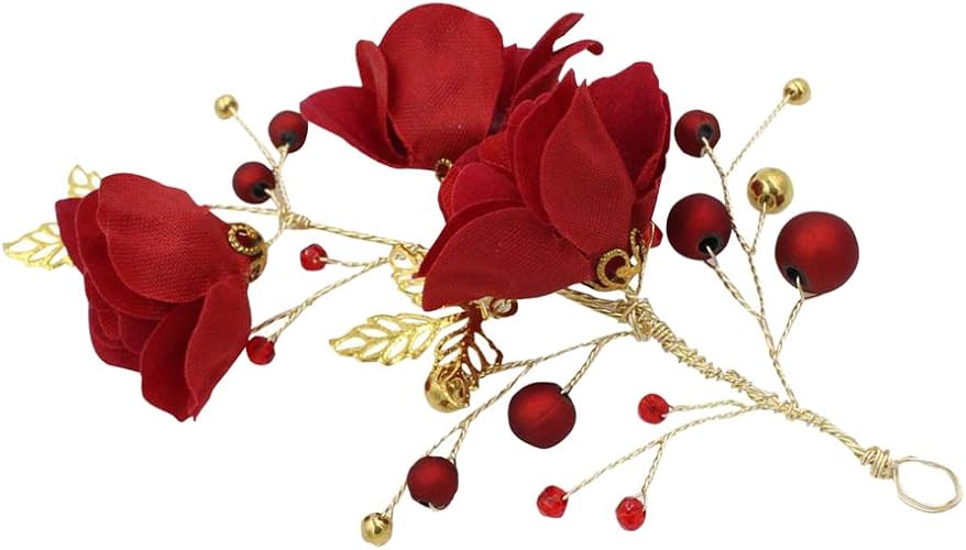 Amazon Co Jp N A ヘアスタイリングピンレディガール花嫁介添人ヘッドバンドヘッドピースレッドローズ ジュエリー