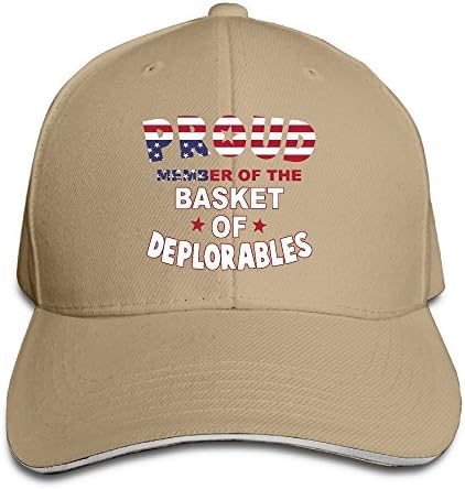 GD54 Proud Member Of The Basket Of Deplorables Adjustable Sandwich Hunting Peak Hat &amp; Cap Natural