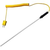 Xnrtop 1 Pcs K Type Thermocouple Probe, Handheld Temperature Sensor Thermocouple Probe Stainless Steel Probe K Type Sensor Hi