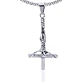 Xusamss Punk Titanium Steel Inverted Cross Pendant Skull Necklace,24inches Chain