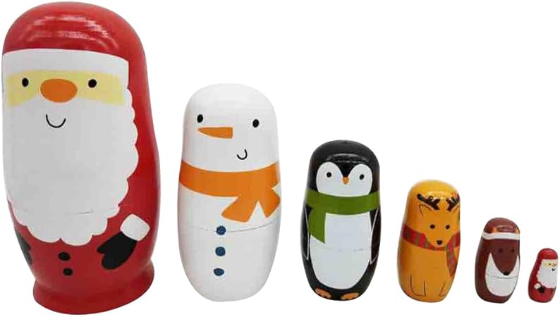 Amazon 全6様式 カラフル ロシア マトリョーシカ 絵画 人形のおもちゃ 木製 贈り物 様式 6 民芸品 おもちゃ