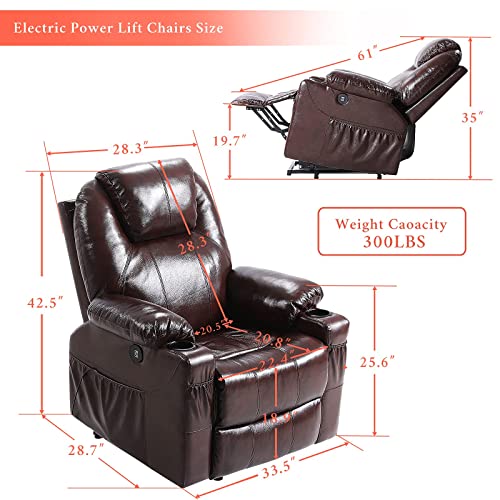 EASELAND Genuine Leather Power Lift Recliners Chair for Pregnant Woman and Elderly, OKIN Motor