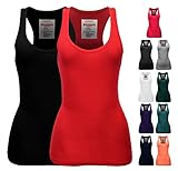 Zenana Women's Plain Solid Color Ribbed Racerback Tank Top Shirt Plus Sizes