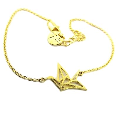 7 Bis P8234 Bracelet Artisanal Origami Oiseau Doré