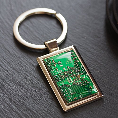 Green circuit board keychain, gift for computer geek - Thumbnail 2