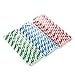 150 Pack Paper Straws - Biodegradable Straws Red, Blue, and Green Striped Design Bulk Drinking Straws