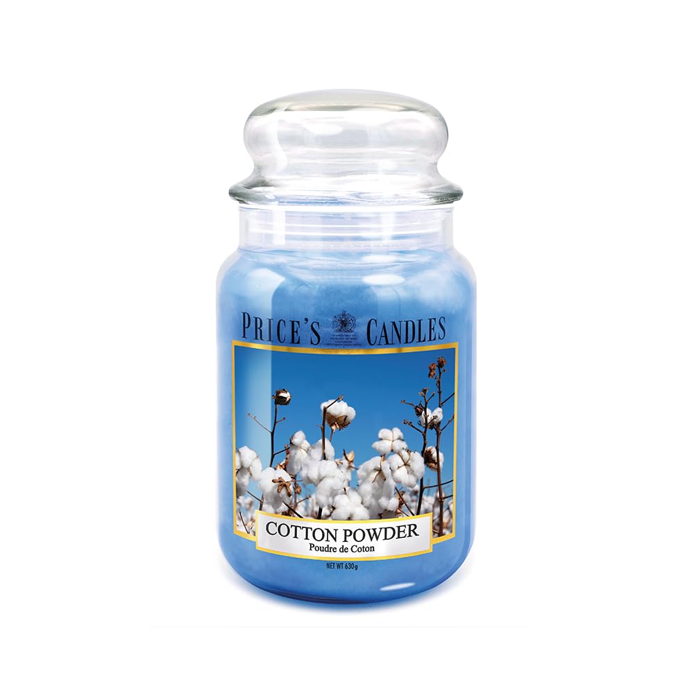 Price's - Cotton Powder Large Jar Candle - Sweet, Delicious, Quality Fragrance - Long Lasting Scent - Up to 150 Hour Burn Time