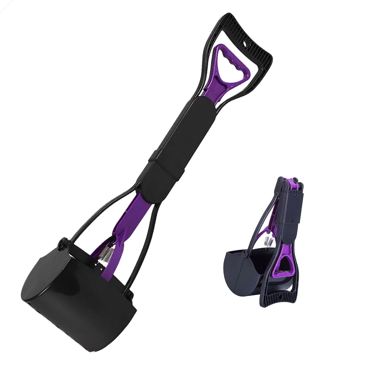 Long Handle Poop Scooper For Dogs, Hygienic Pet Waste Pick Up Tool, Convenient Dog Pooper Scooper – For Walks, Travel, and Outdoors, Foldable Pet Waste Picker with Easy Squeeze Spring Handle, 60cm