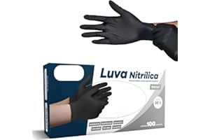Luva Nitrilica Preta Linha Super Premium Totalmente Sem Pó Antiderrapante Moderna Com 100 Unidades Descartável | P M ou G