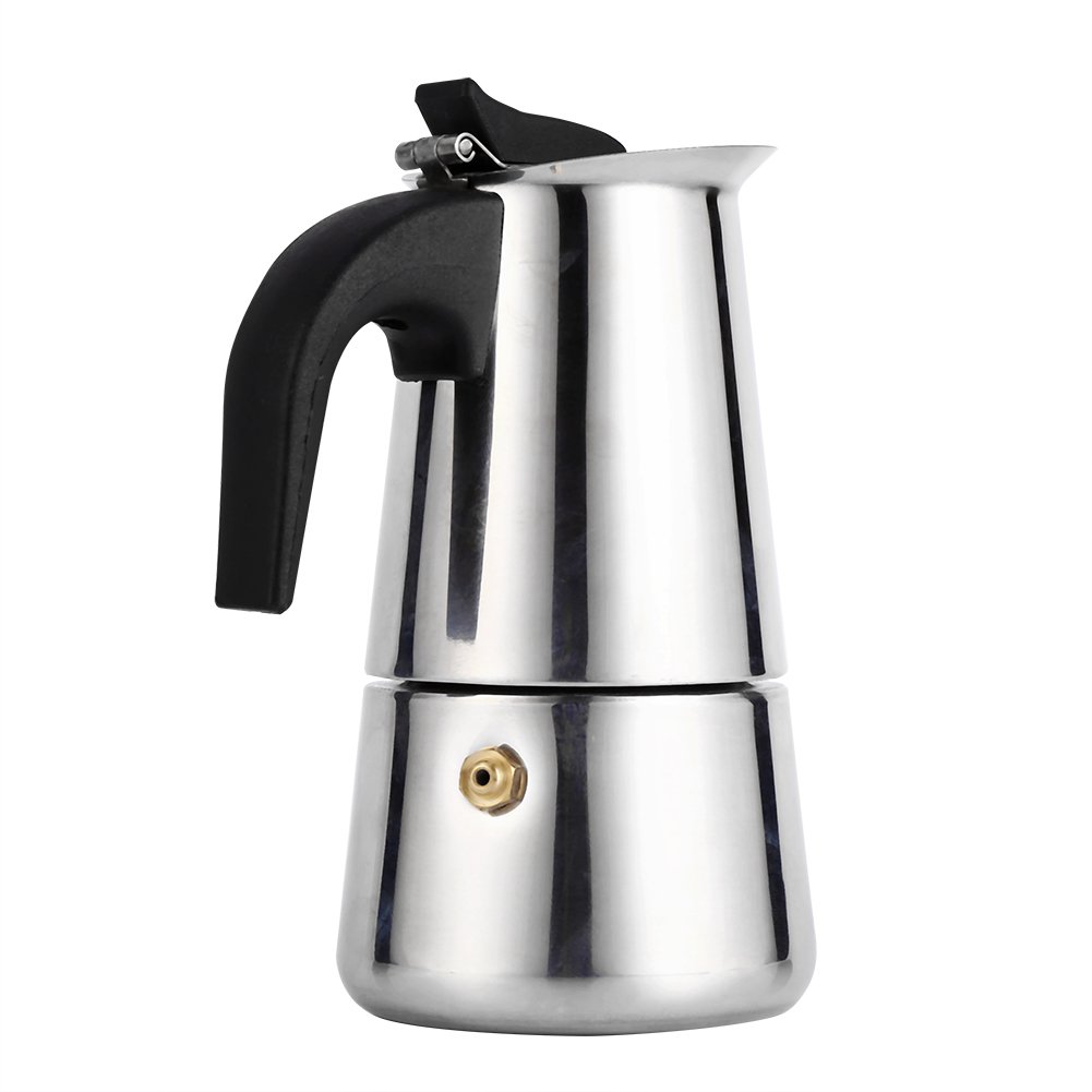VBESTLIFE Stainless Steel Espresso Moka Pot Coffee Maker Home Office Use (100ML)