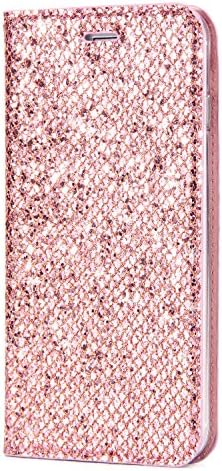 Cover iPhone 8Plus, iPhone 7Plus Wallet Case, MAOOY Sparkly Shiny Leather Folio Case with Card Slot & Kickstand & Magnetic Ultra Fine Fit Full Body Protective for iPhone 7Plus/8Plus, Rose Gold#