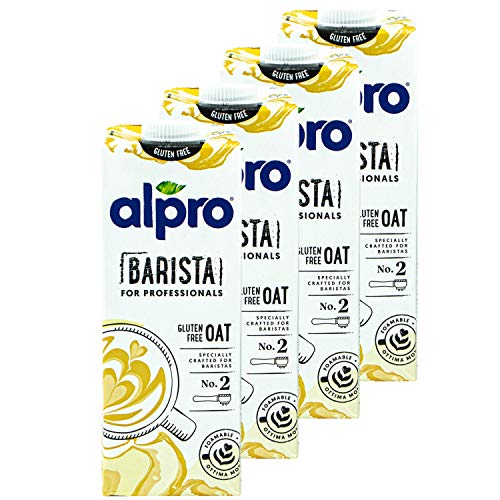 Alpro - 4er Pack Haferdrink Barista for Professionals 1 Liter - Oat Hafer Drink 100 % pflanzlich zum Aufschäumen für Kaffee, Shakes und Smoothies