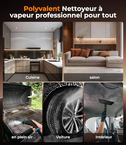 18-IN-1 Steam Cleaner【99.99% Germs Eliminated – German SPJ Technology】【9S Turbo Steam – Intelligent Turbo Steam System】Versatile Steam Cleaner, Floor Steam Mop – Home and Kitchen