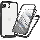 Eilkmcre for iPhone 16e 2025 Case 6.1", for iPhone 16e 5G Phone Case with Built-in Screen Protector Clear Slim Back Cover Shockproof Rugged Heavy Duty Bumper Full Body Protective Case, Black