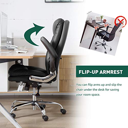 KERMS Big and Tall Office Chair, Executive Office Chair Back Support High Back Leather Desk