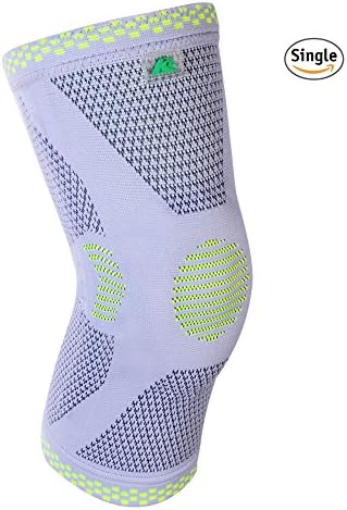 KANGDA Compression Knee Brace Knee Sleeve Knee Support Knee Protector with Silicone Pad and Mental Sprint Support Bars for ACL, MCL, Joint Pain Relief Single Wrap HX-02XXL