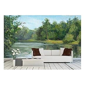Summer Landscape with Trees and Bushes, Oil Painting - Removable Wall Mural | Self-Adhesive Large Wallpaper - 66x96 inches