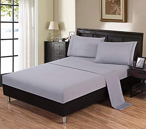 UNIQUE HOME LUXURY EMBROIDERED BEDSHEET SET, 1800 THREAD COUNT EGYPTIAN COTTON, DEEP POCKET Coffee, QUEEN