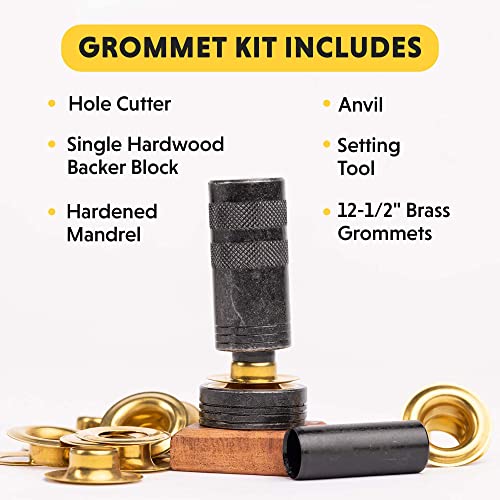 General Tools 1/2" Grommet Tool Kit 12 Solid Brass Grommets for Tarps