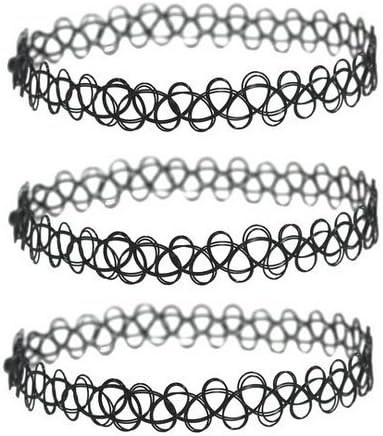Diomate(TM) Black Vintage Stretch Elastic Double Line Tattoo Choker Collar Necklace
