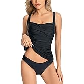 KOKITA Tankini Swimsuits for Women Tummy Control Bathing Suits Halter Ruched Tops Two Piece Swimwear Sets