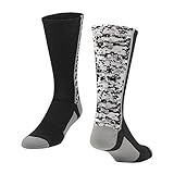 TCK Sports Digital Camo Crew Socks (Black, Large)