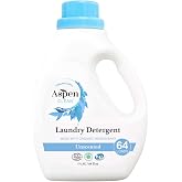AspenClean Liquid Laundry Detergent | Unscented | 64 fl oz | EWG Verified | HE Compatible | Non-Toxic | Plant Based &amp; Vegan | Safe for Babies, Pets &amp; Kids