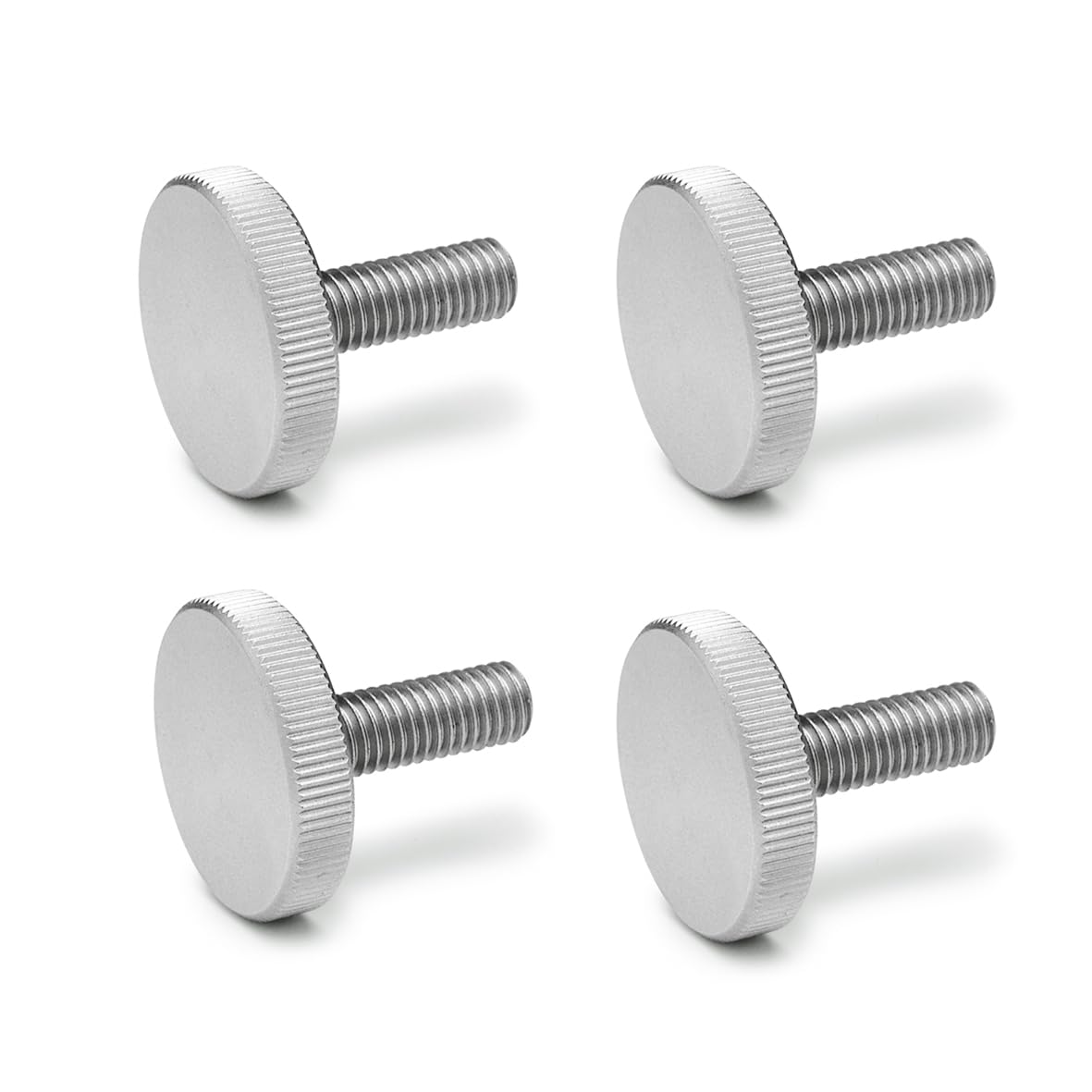 Ganter Normelemente Flat knurled screws, knurled screws (low shape), DIN 653-M4-20-NI, 4 pieces, stainless steel, thread: M4 x 20