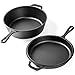 Pre-Seasoned Cast Iron 2-In-1 Combo Cooker - 3.2 Quart Heavy Duty Dutch Oven & Skillet Lid Set - Oven Safe Non-stick Cookware Set Use As Dutch Oven and Frying Pan - Perfect for Indoor and Outdoor Use