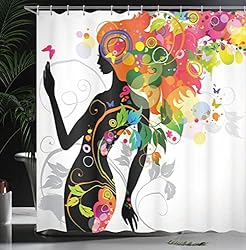 Ambesonne Colorful Shower Curtain, Madame Butterfly